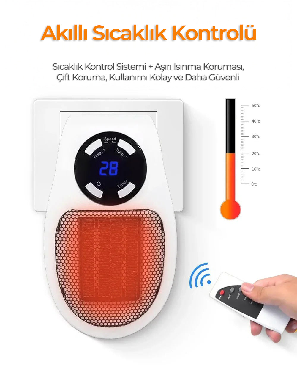 Akıllı Mini Fan Isıtıcı – Sessiz, Enerji Tasarruflu, 500W