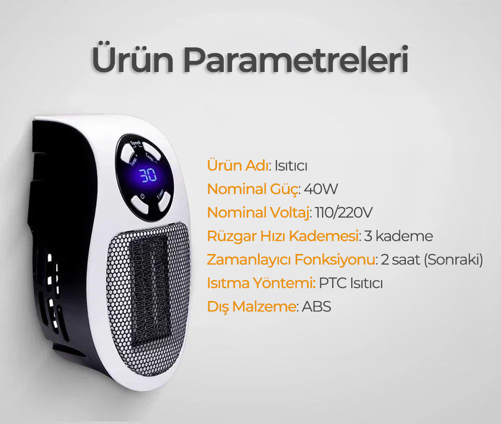 Akıllı Mini Fan Isıtıcı – Sessiz, Enerji Tasarruflu, 500W