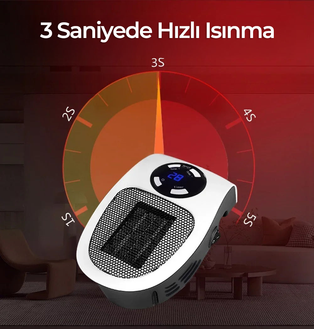 Akıllı Mini Fan Isıtıcı – Sessiz, Enerji Tasarruflu, 500W