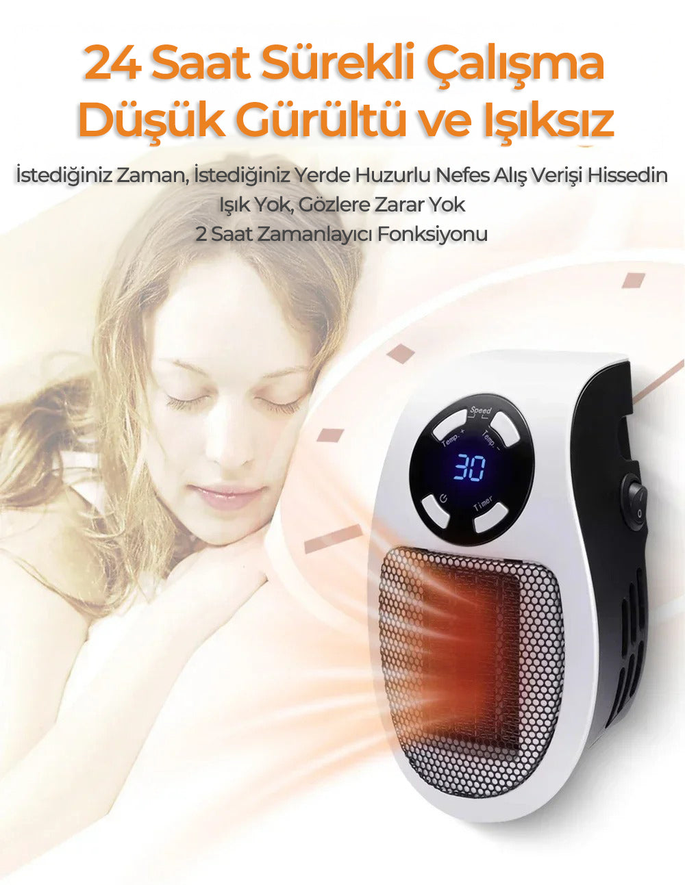 Akıllı Mini Fan Isıtıcı – Sessiz, Enerji Tasarruflu, 500W